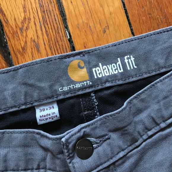 Vintage Carhartt Relaxed Fit Men Grey Canvas‎ Tool Pockets Straight Leg Pants. - Picture 4 of 4